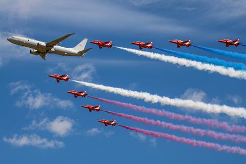 RAF P-8A with Red Arrows